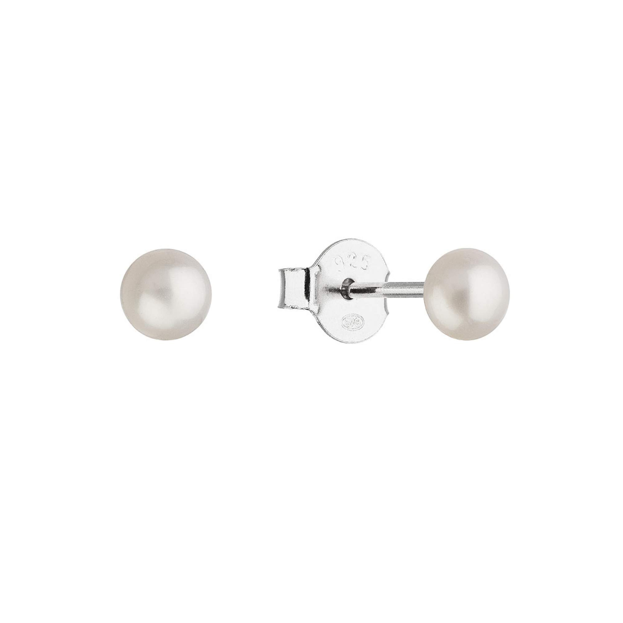 Evolution Group Stříbrné drobné náušnice pecky s bílou říční perlou 21063.1