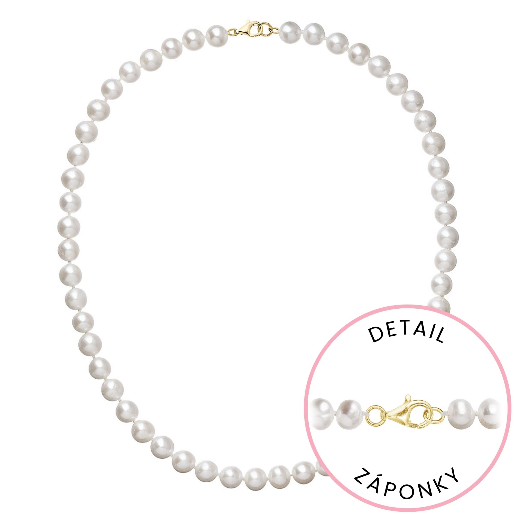 Evolution Group Perlový náhrdelník z říčních perel se zapínáním ze 14 karátového zlata 922003.1/9260 bílý