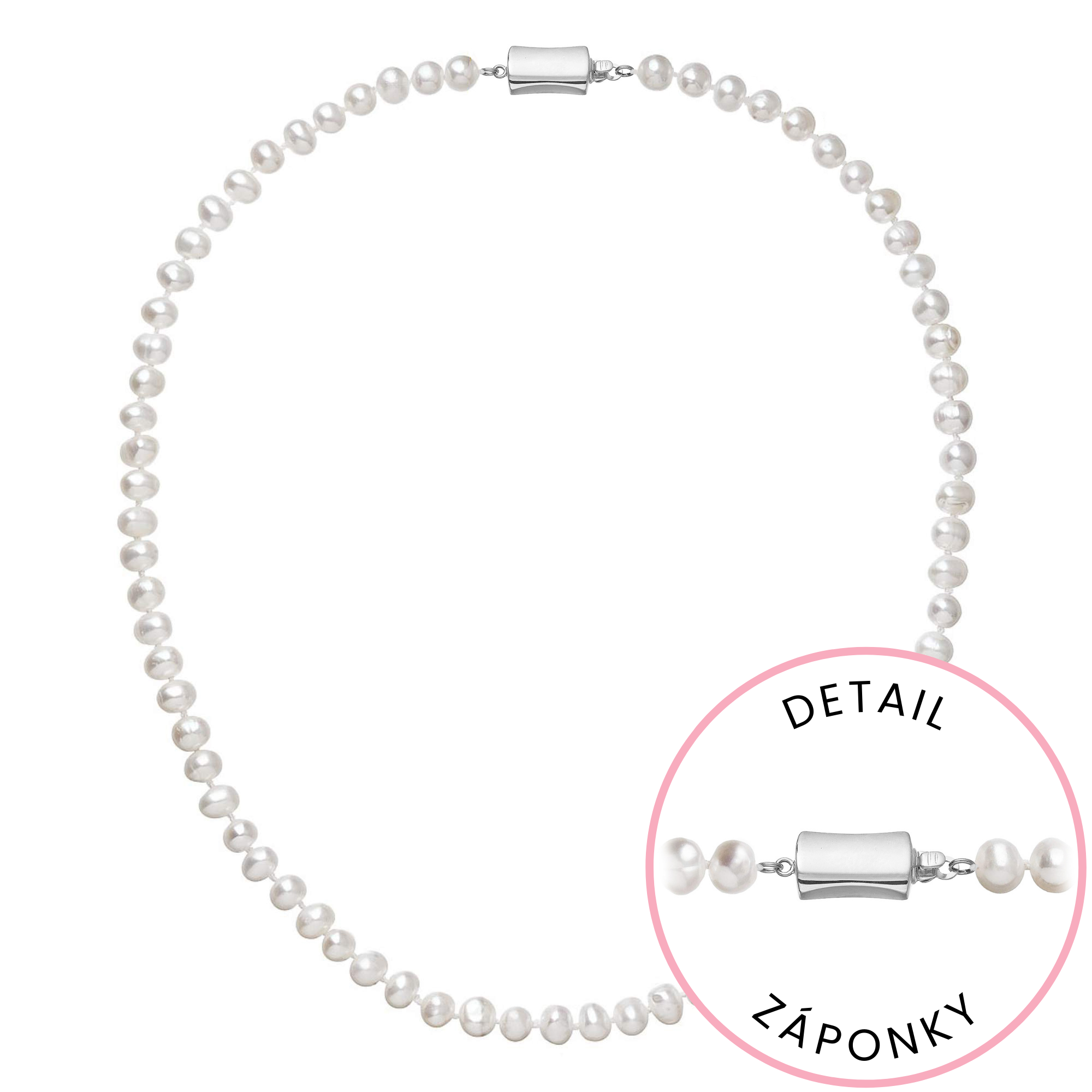Evolution Group Perlový náhrdelník z říčních perel se zapínáním z bílého 14 karátového zlata 822001.1/9267B bílý