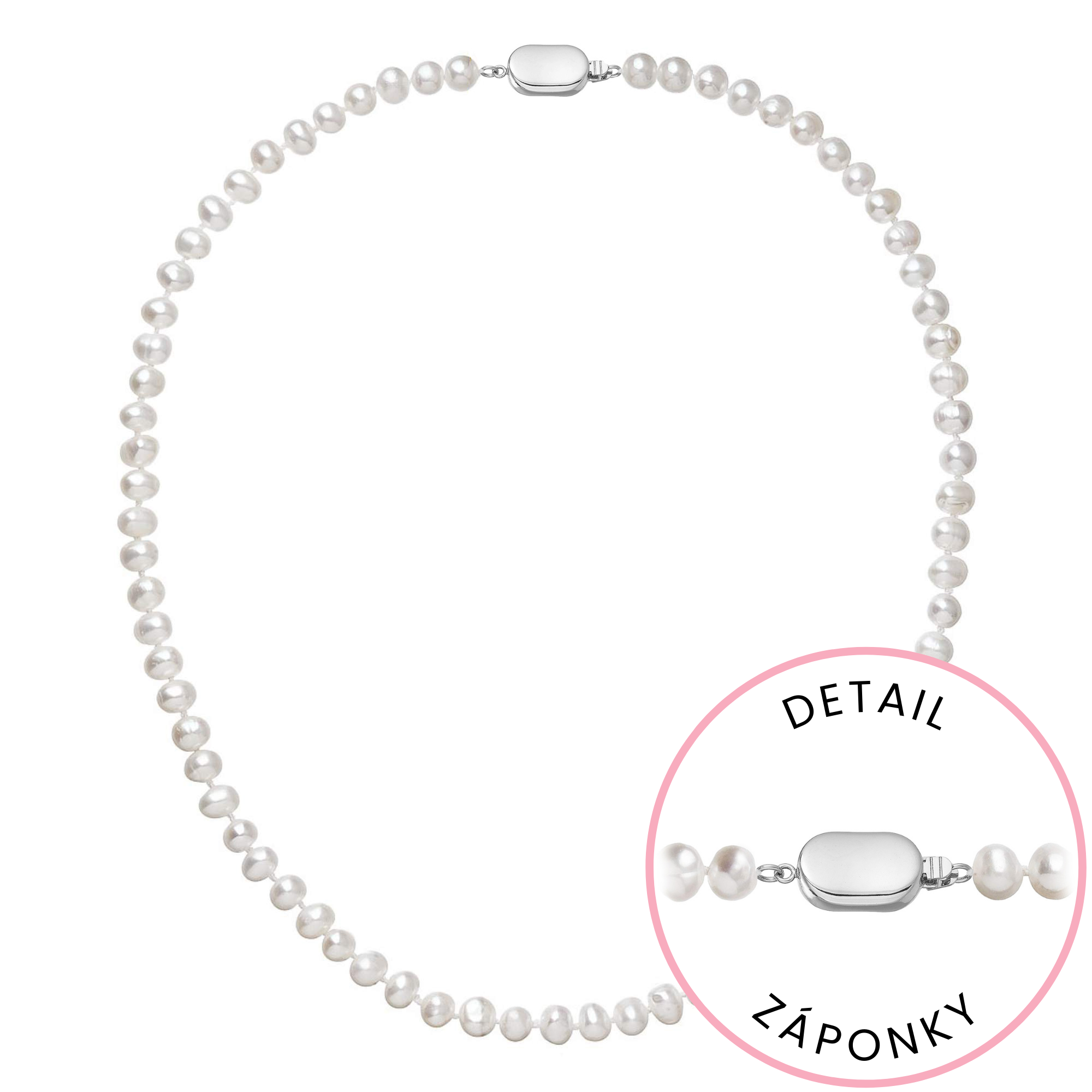 Evolution Group Perlový náhrdelník z říčních perel se zapínáním z bílého 14 karátového zlata 822001.1/9269B bílý
