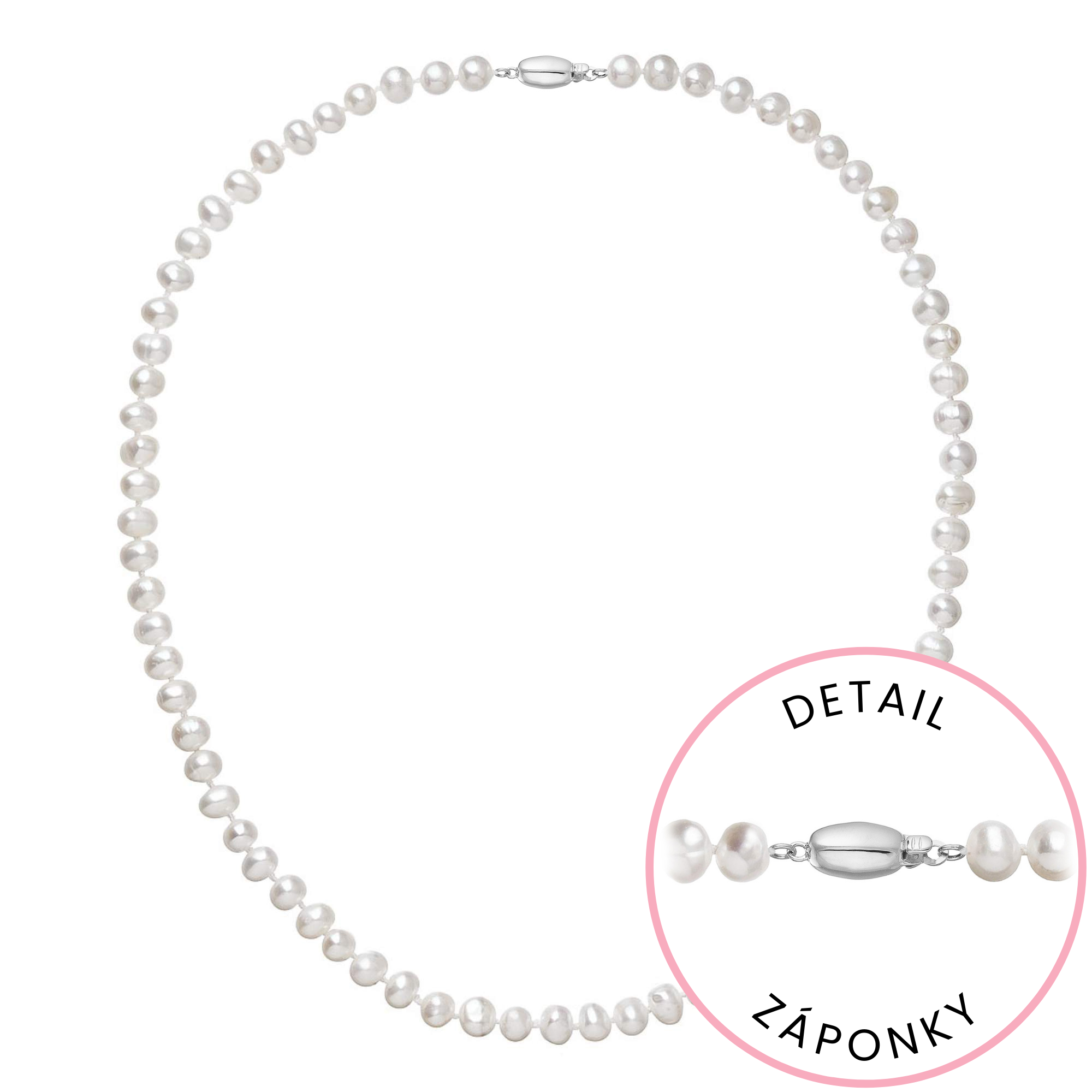Evolution Group Perlový náhrdelník z říčních perel se zapínáním z bílého 14 karátového zlata 822001.1/9271B bílý