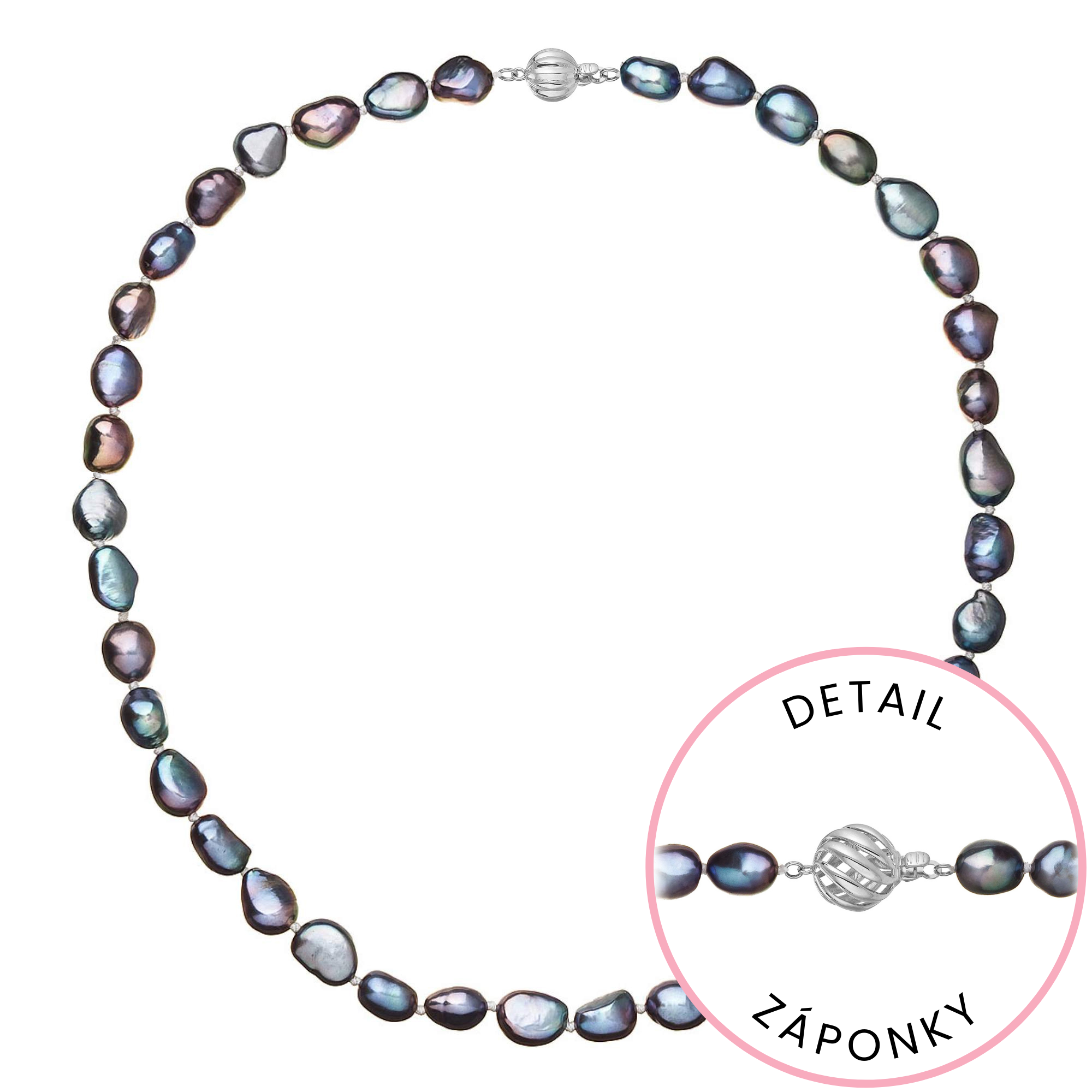 Evolution Group Perlový náhrdelník z říčních perel se zapínáním z bílého 14 karátového zlata 822027.3/9272B peacock