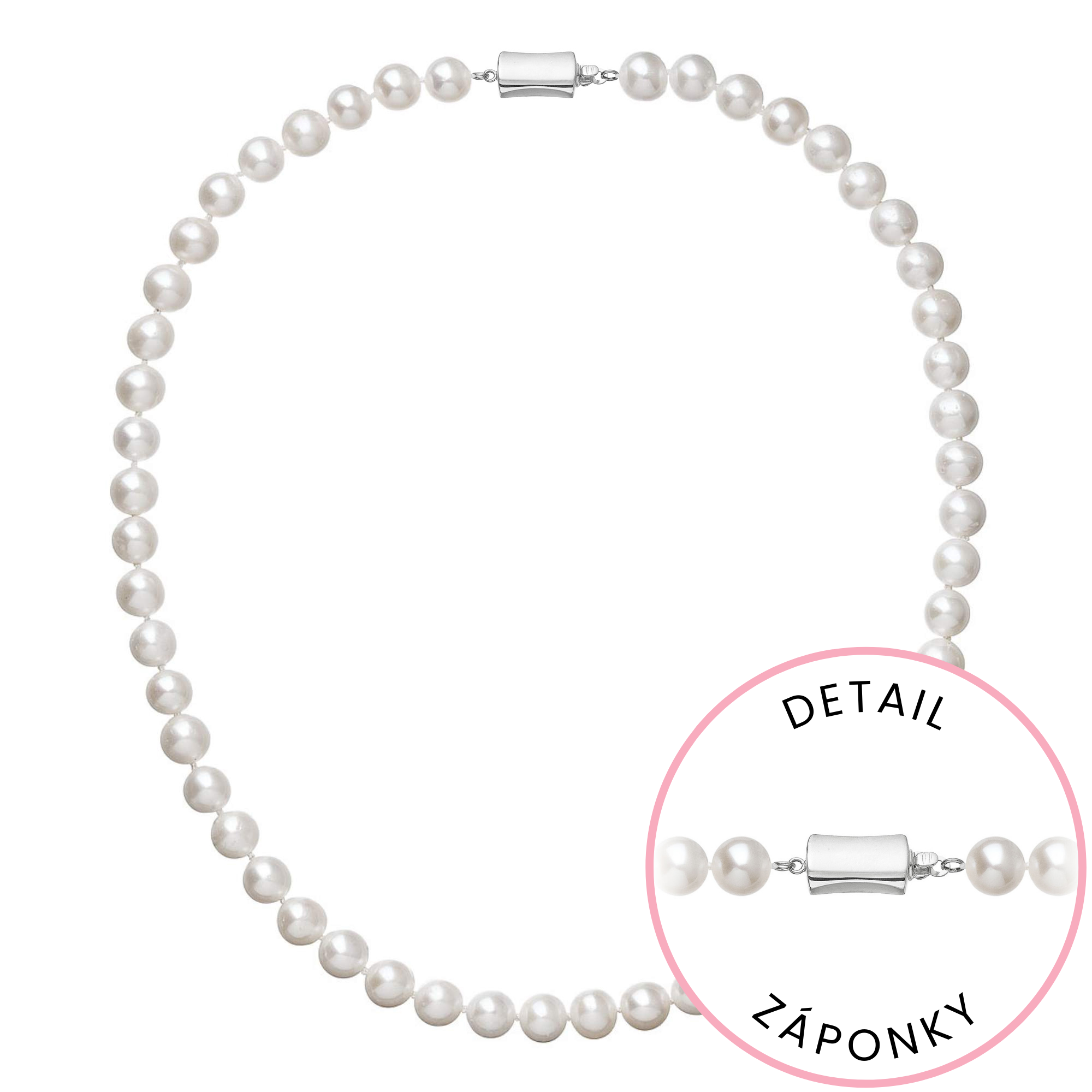 Evolution Group Perlový náhrdelník z říčních perel se zapínáním z bílého 14 karátového zlata 822003.1/9267B bílý