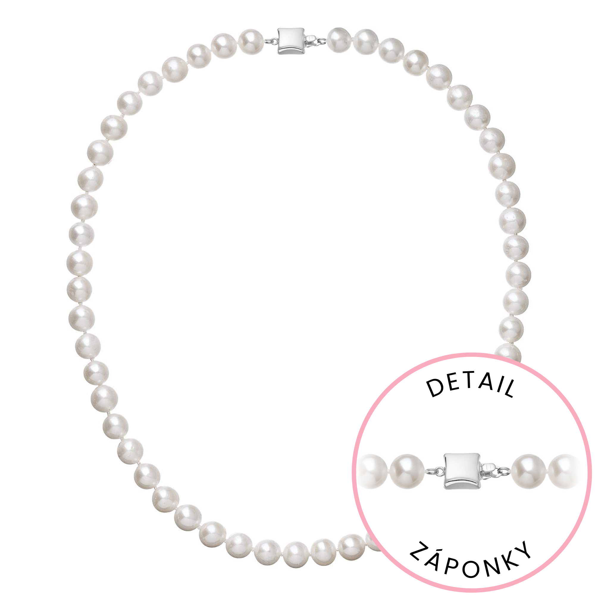 Evolution Group Perlový náhrdelník z říčních perel se zapínáním z bílého 14 karátového zlata 822003.1/9268B bílý