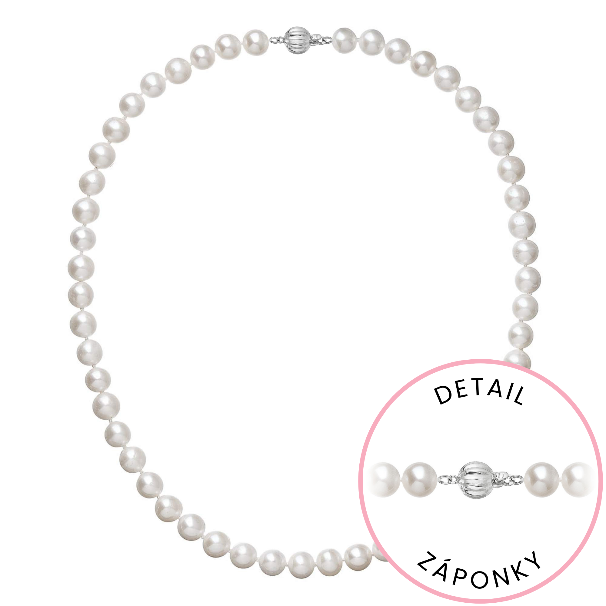 Evolution Group Perlový náhrdelník z říčních perel se zapínáním z bílého 14 karátového zlata 822003.1/9272B bílý