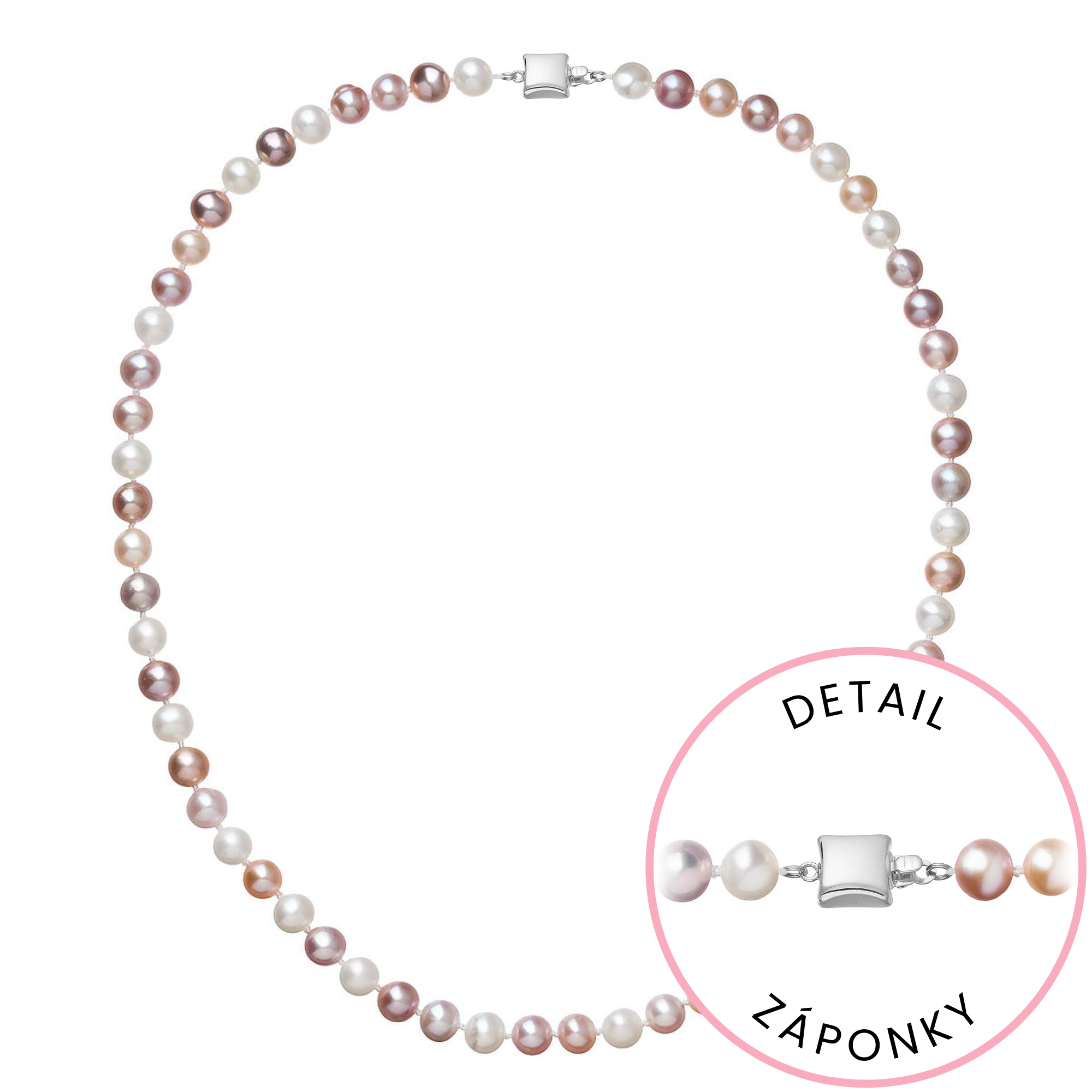 Evolution Group Perlový náhrdelník z říčních perel se zapínáním z bílého 14 karátového zlata 822004.3/9268B multi