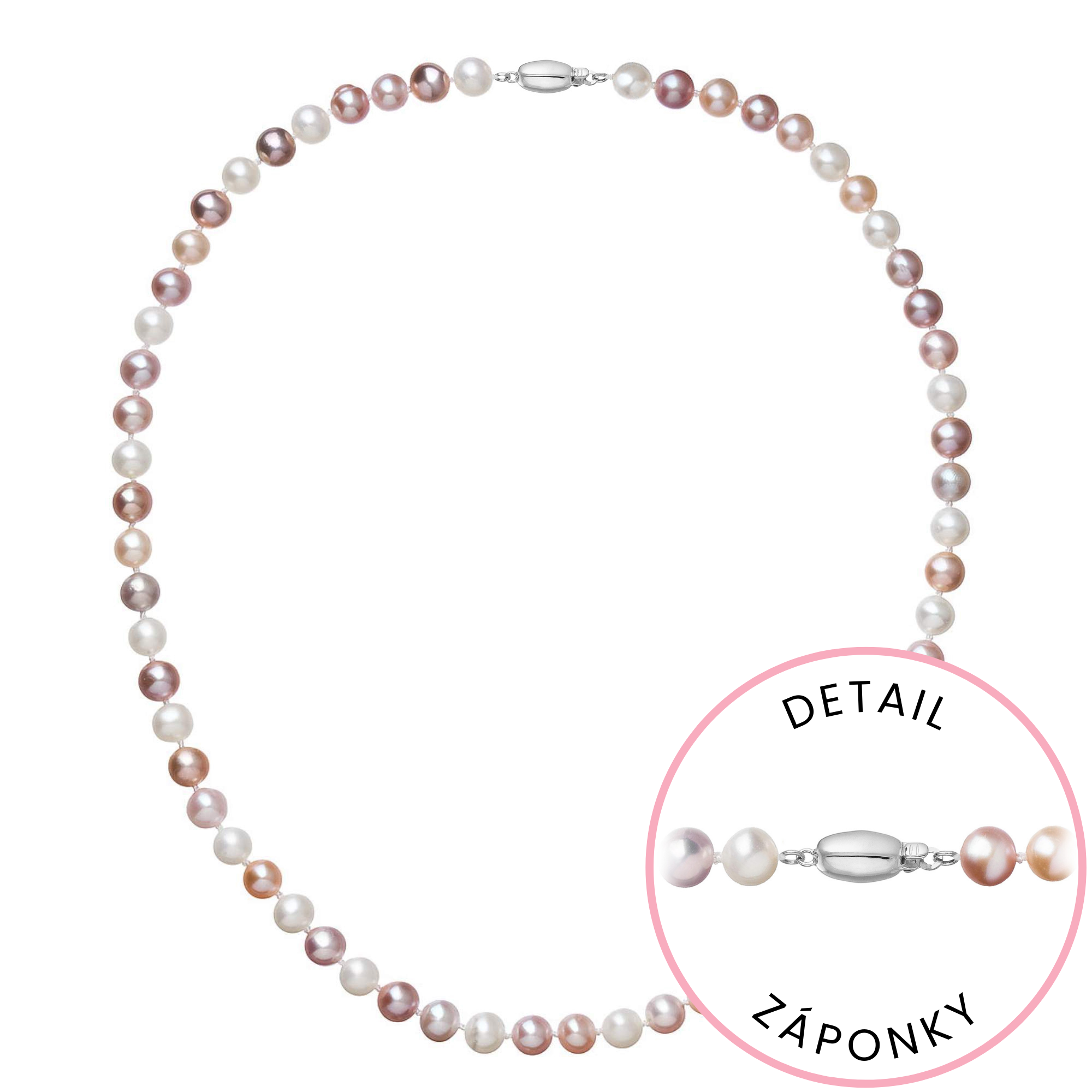 Evolution Group Perlový náhrdelník z říčních perel se zapínáním z bílého 14 karátového zlata 822004.3/9271B multi