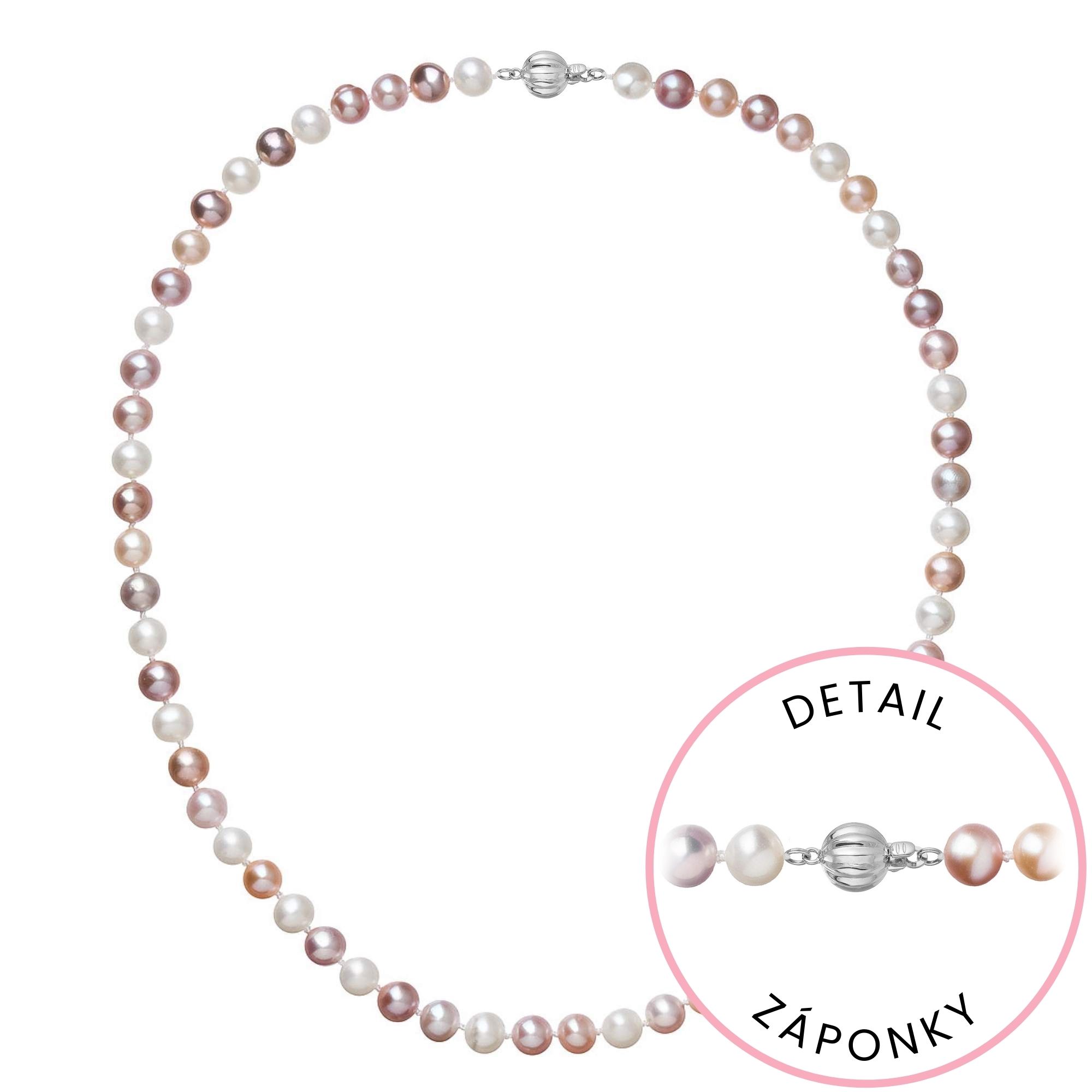 Evolution Group Perlový náhrdelník z říčních perel se zapínáním z bílého 14 karátového zlata 822004.3/9272B multi
