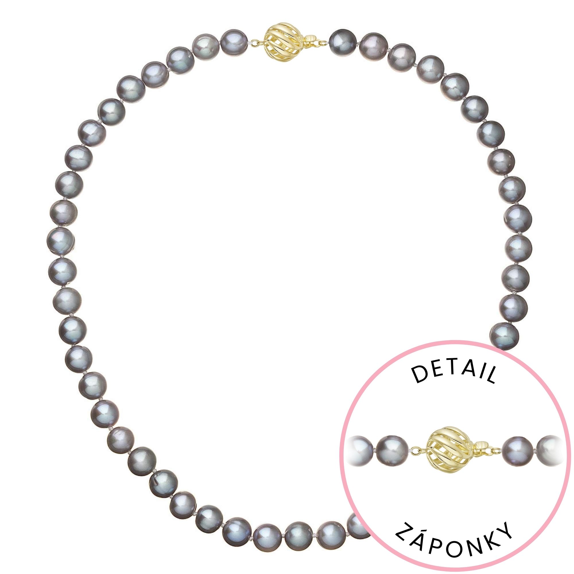 Evolution Group Perlový náhrdelník z říčních perel se zapínáním ze 14 karátového zlata 922028.3/9264A grey