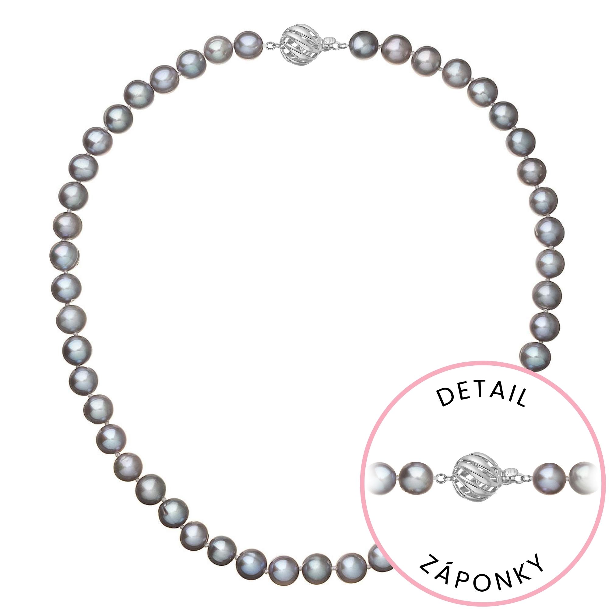 Evolution Group Perlový náhrdelník z říčních perel se zapínáním z bílého 14 karátového zlata 822028.3/9264B grey