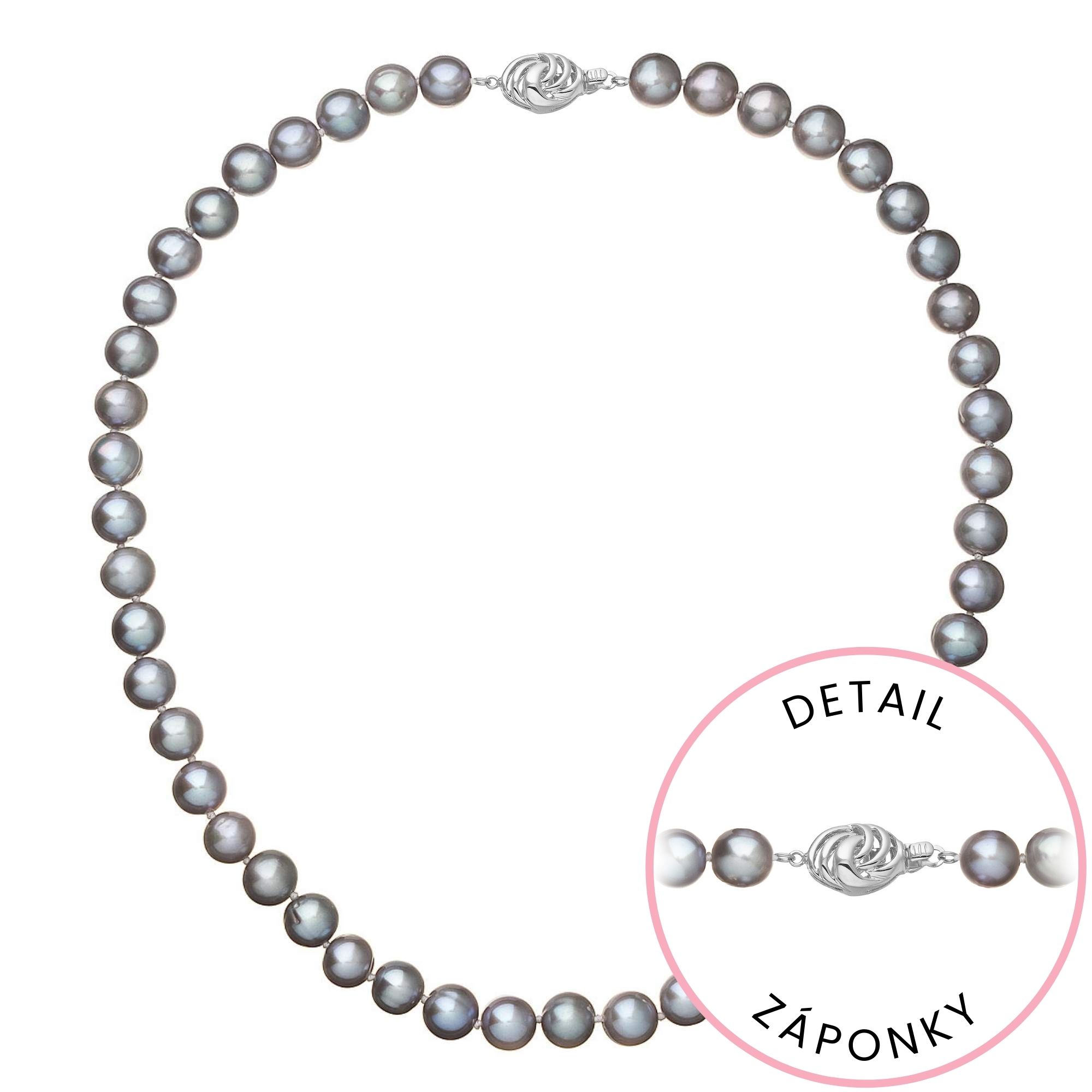 Evolution Group Perlový náhrdelník z říčních perel se zapínáním z bílého 14 karátového zlata 822028.3/9265B grey
