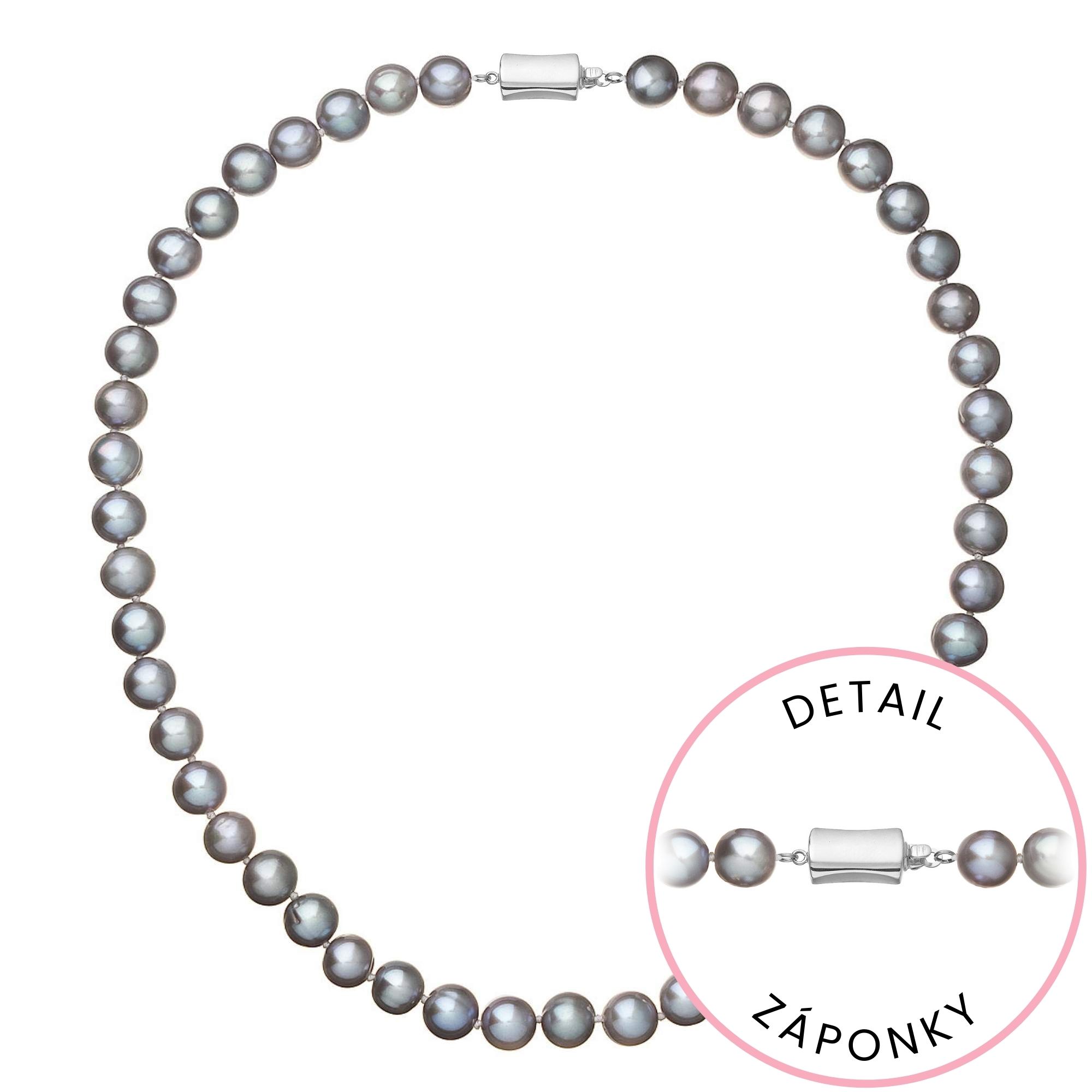 Evolution Group Perlový náhrdelník z říčních perel se zapínáním z bílého 14 karátového zlata 822028.3/9267B grey