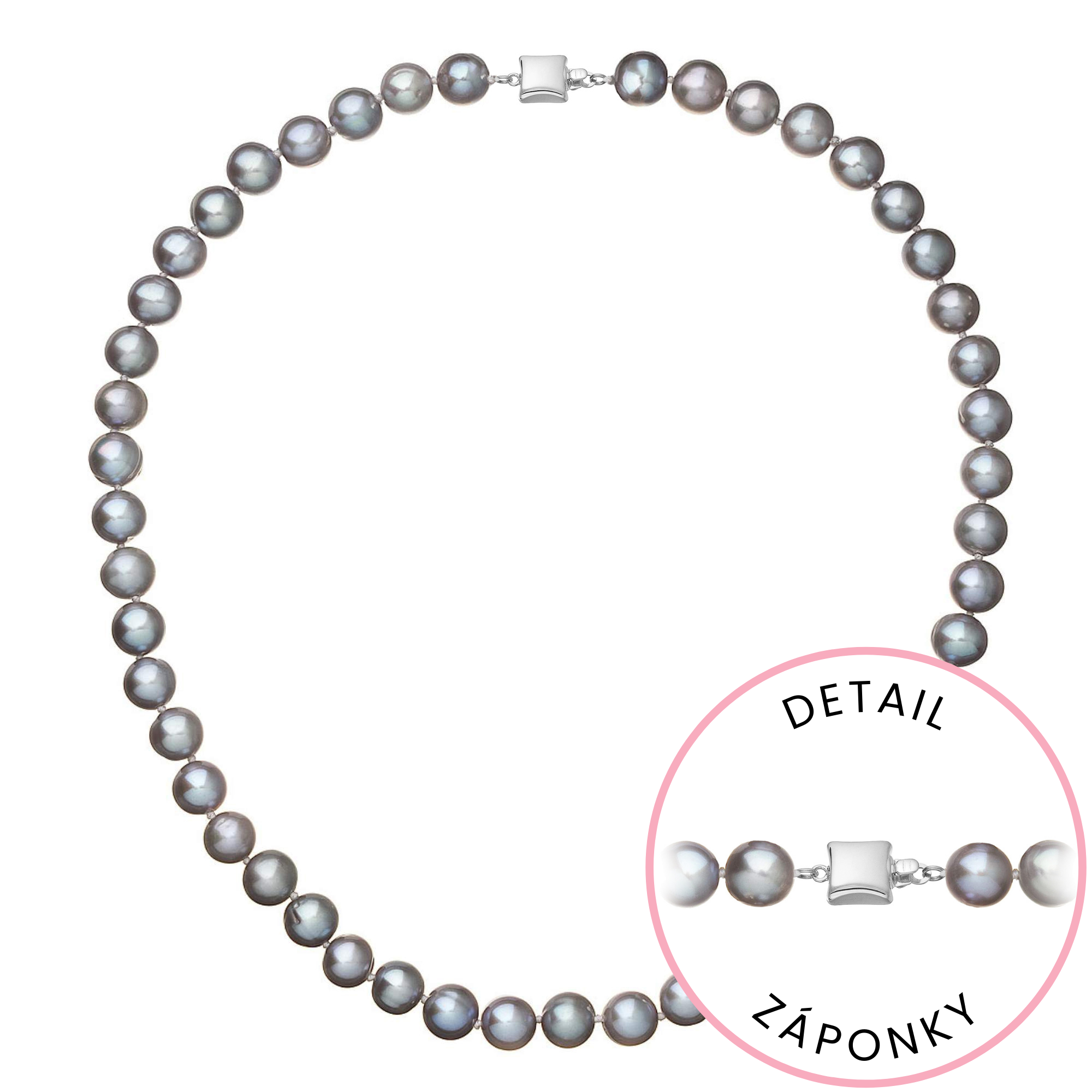 Evolution Group Perlový náhrdelník z říčních perel se zapínáním z bílého 14 karátového zlata 822028.3/9268B grey