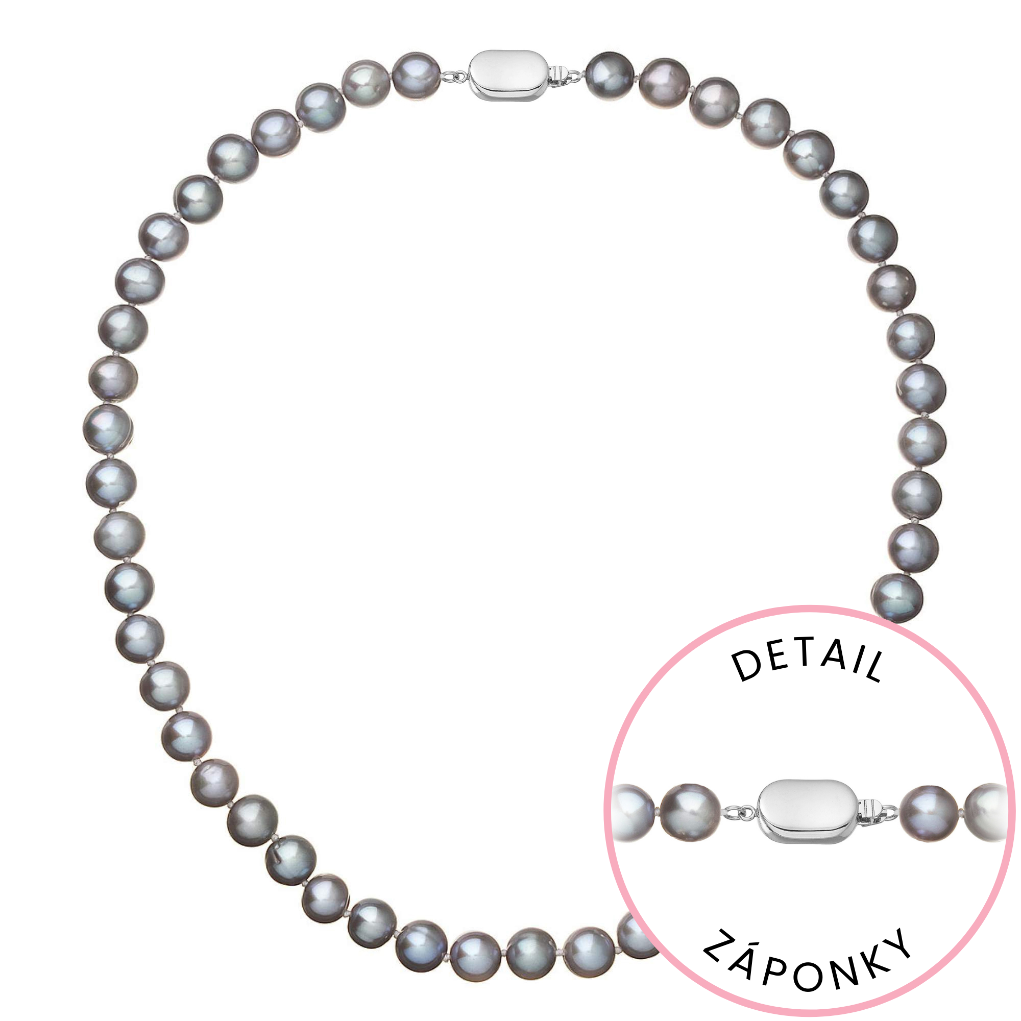 Evolution Group Perlový náhrdelník z říčních perel se zapínáním z bílého 14 karátového zlata 822028.3/9269B grey