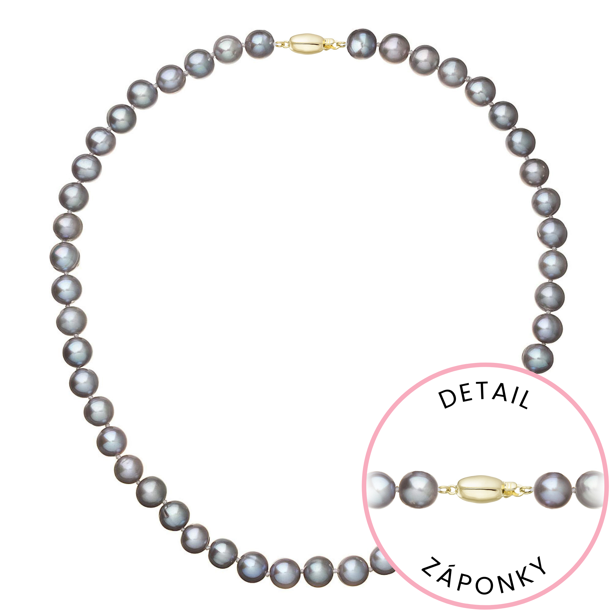 Evolution Group Perlový náhrdelník z říčních perel se zapínáním ze 14 karátového zlata 922028.3/9271A grey