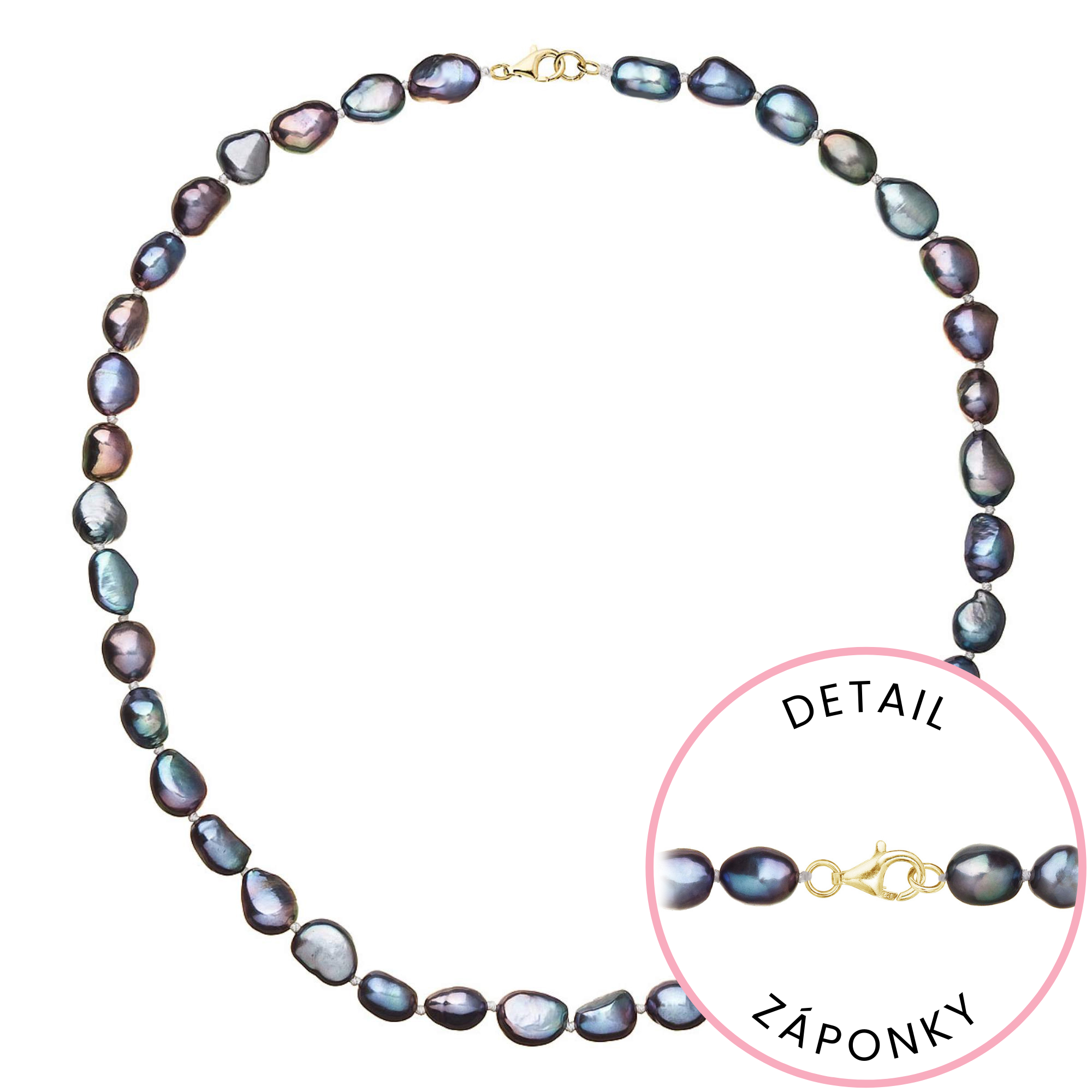 Evolution Group Perlový náhrdelník z říčních perel se zapínáním ze 14 karátového zlata 922027.3/9260 peacock