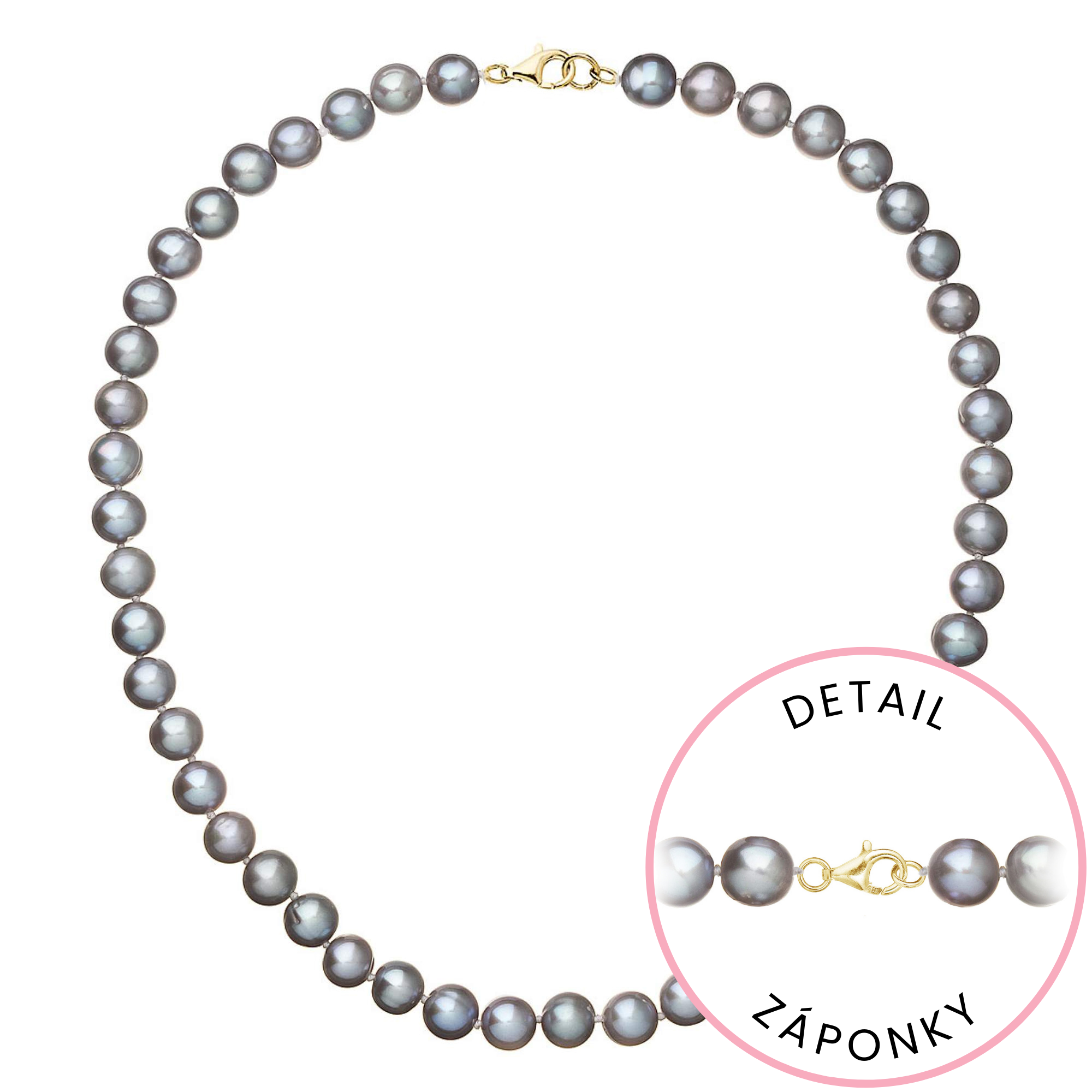 Evolution Group Perlový náhrdelník z říčních perel se zapínáním ze 14 karátového zlata 922028.3/9260 grey