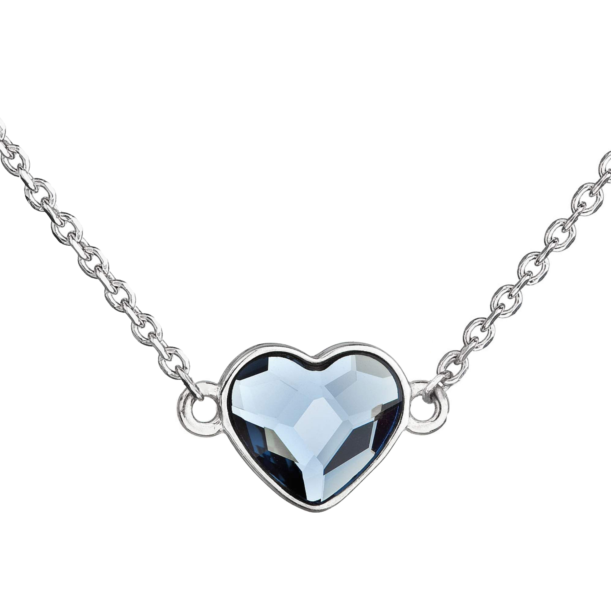 Evolution Group Stříbrný náhrdelník s krystalem Swarovski modré srdce 32061.3 denim blue