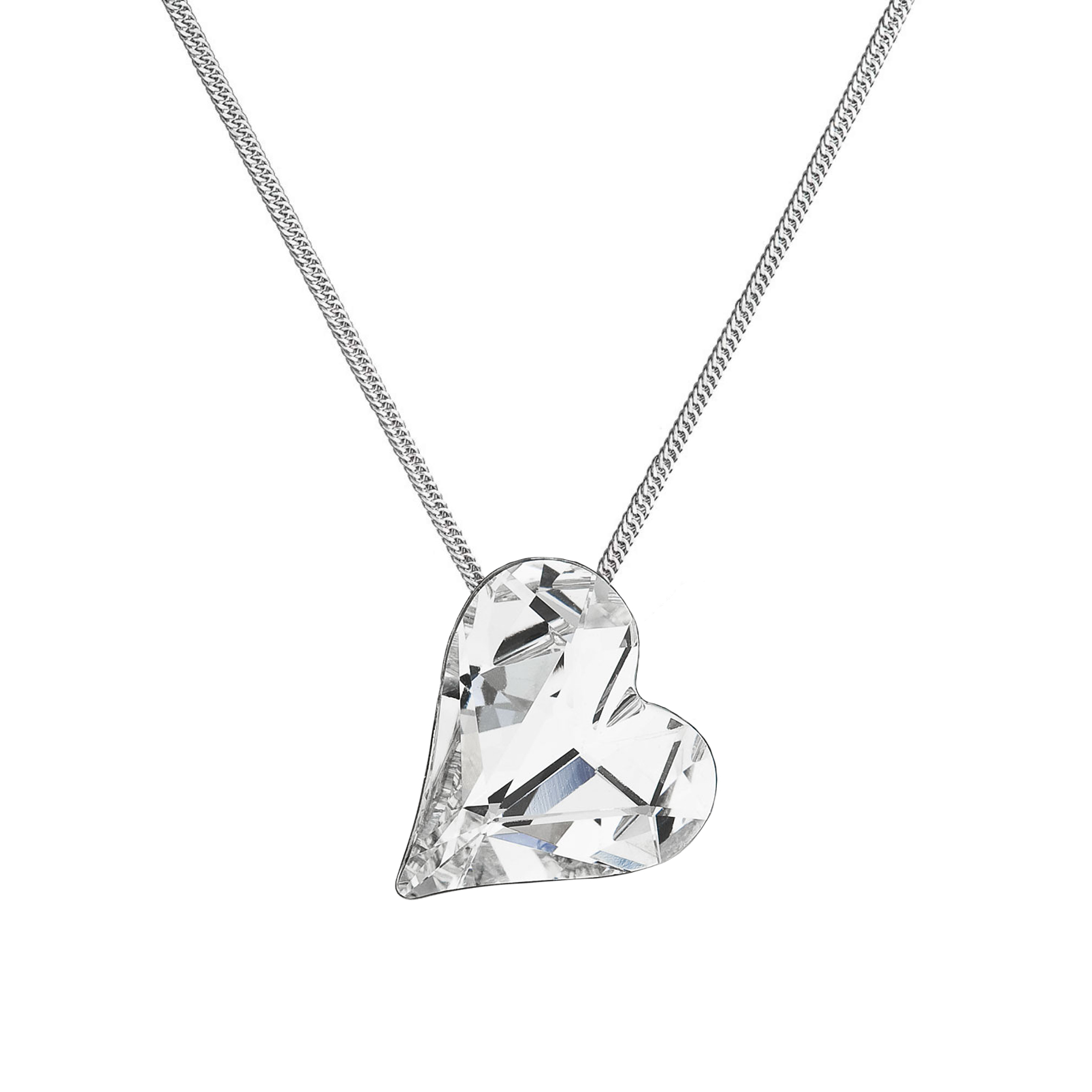 Evolution Group Stříbrný náhrdelník krystal srdce bílé 72071.1 crystal