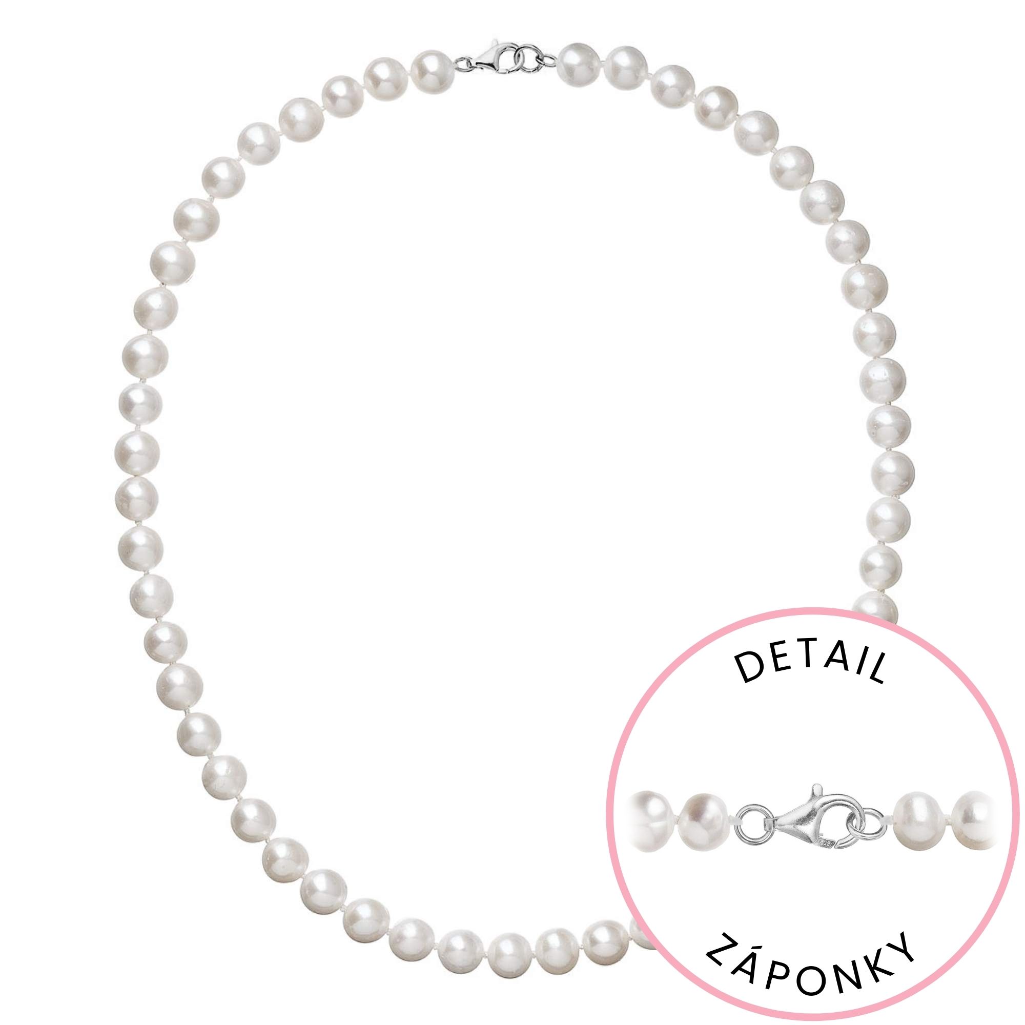 Evolution Group Perlový náhrdelník z říčních perel se zapínáním z bílého 14 karátového zlata 822003.1/9260B bílý